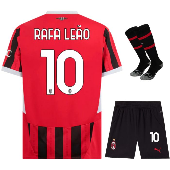 Maillot-Kit-Enfant-Milan-AC-Domicile-2024-2025-Rafa-Leao-Noir