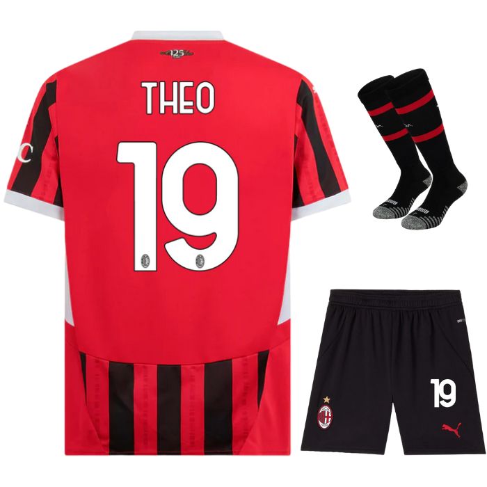 Maillot-Kit-Enfant-Milan-AC-Domicile-2024-2025-Theo-Noir