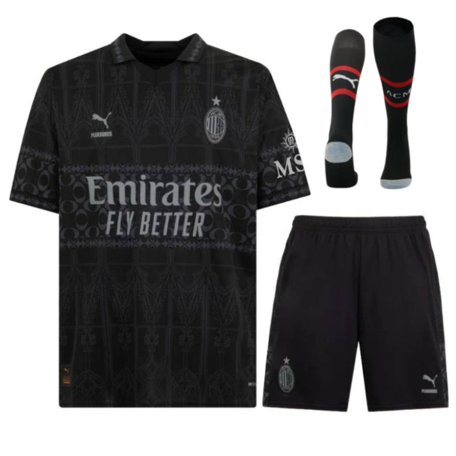 Maillot-Kit-Enfant-Milan-AC-X-Pleasures-Noir-2023-2024-1