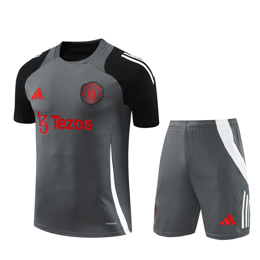 Maillot-Short-Training-Manchester-United-Gris-Homme-2024-2025