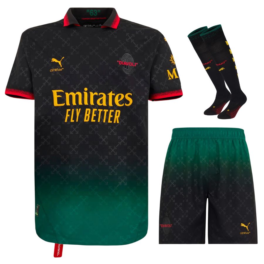 Maillots-Kit-Enfant-Milan-AC-Fourth-Off-White-Noir-2024-2025