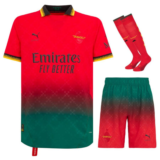 Maillots-Kit-Enfant-Milan-AC-Fourth-Off-White-Rouge-2024-2025